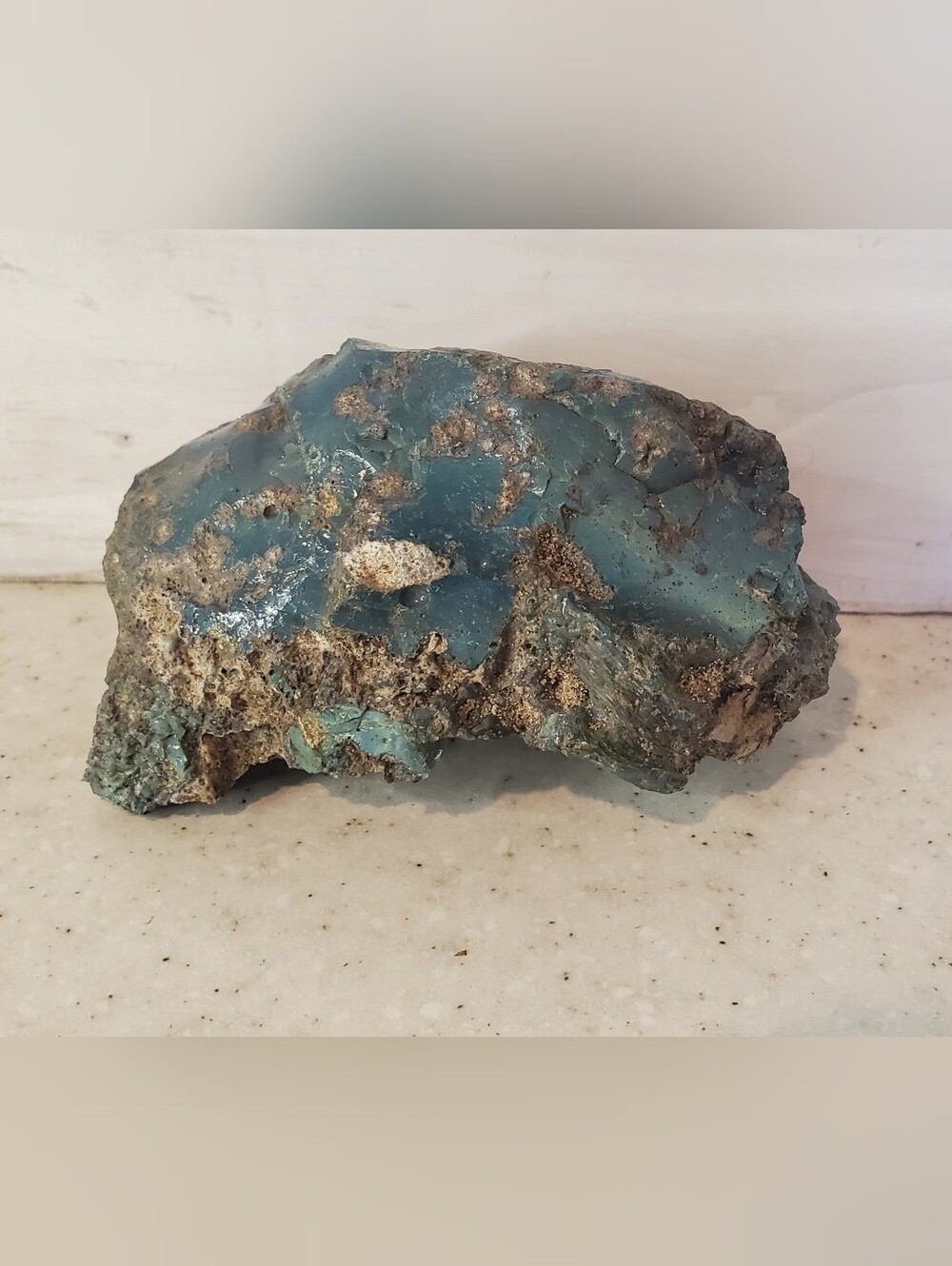 Blue Green Slag Glass or Copper Mineral Specimen 14.3 oz 4" Collector Display Ro